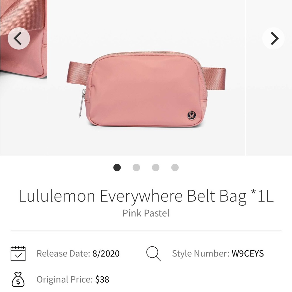 lululemon everywhere belt bag pink pastel